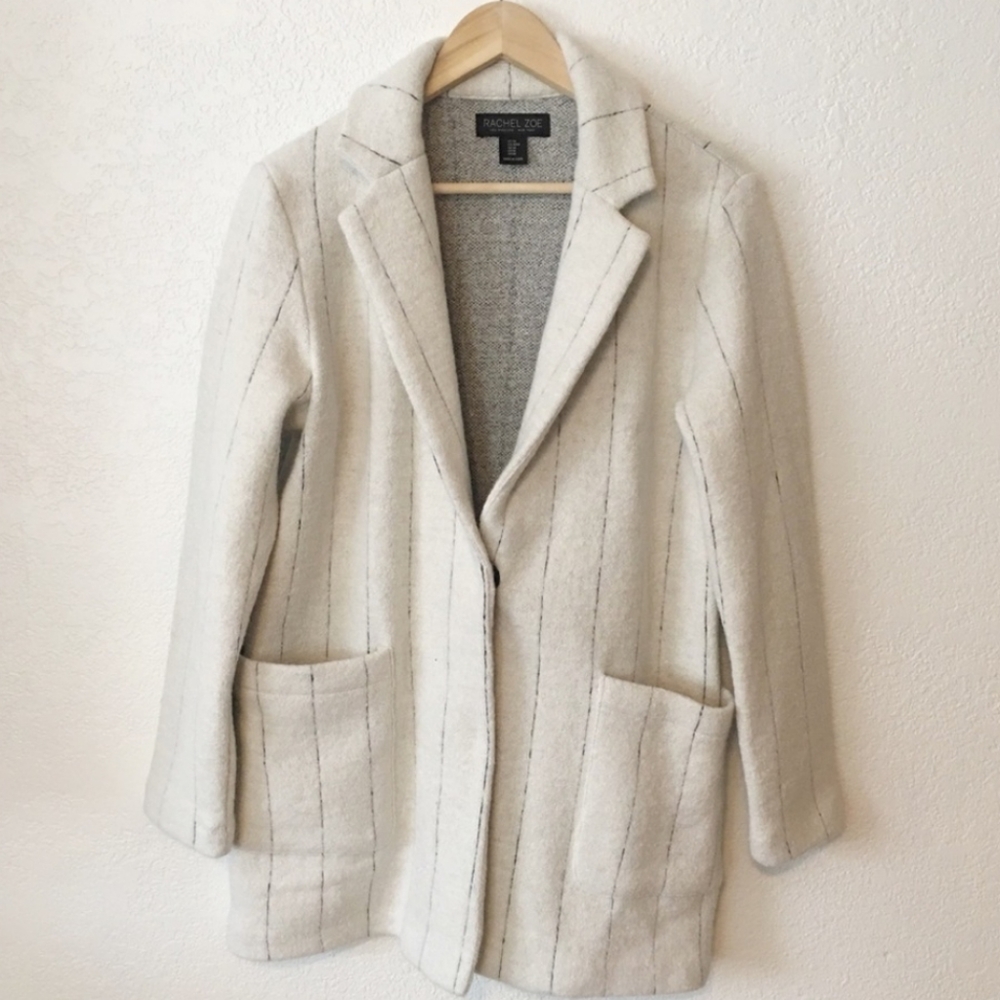 Rachel Zoe.Wool Striped oversized  coat